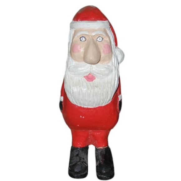 Raynetree Other - 3" Vintage Homemade Wood Carved Big Nose Santa